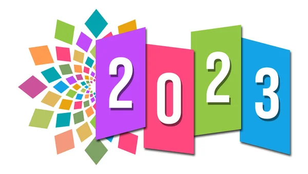Rok 2023 Tekst Napisany Kolorowym Tle — Zdjęcie stockowe