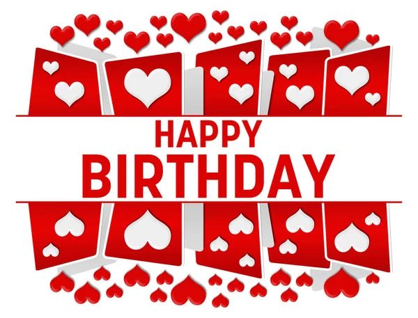 Happy Birthday Text Written Red Romantic Background Hearts — Stock Photo, Image