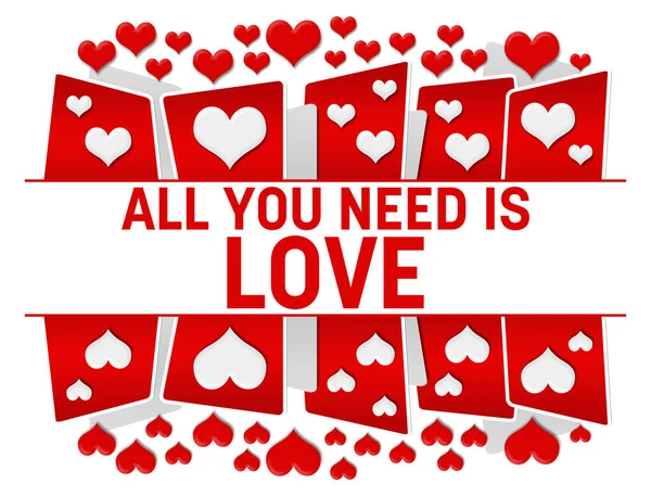All You Need Love Text Geschrieben Über Rotem Romantischem Hintergrund — Stockfoto