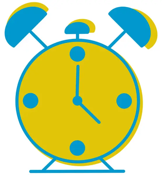 Clipart Relógio Alarme Com Cores Amarelas Azuis — Fotografia de Stock