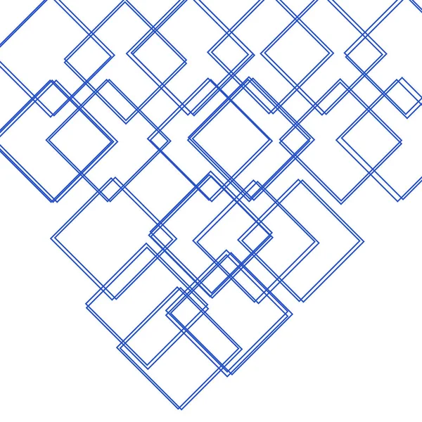 背景の四角形と交差する青色のパターン三角形 — ストック写真