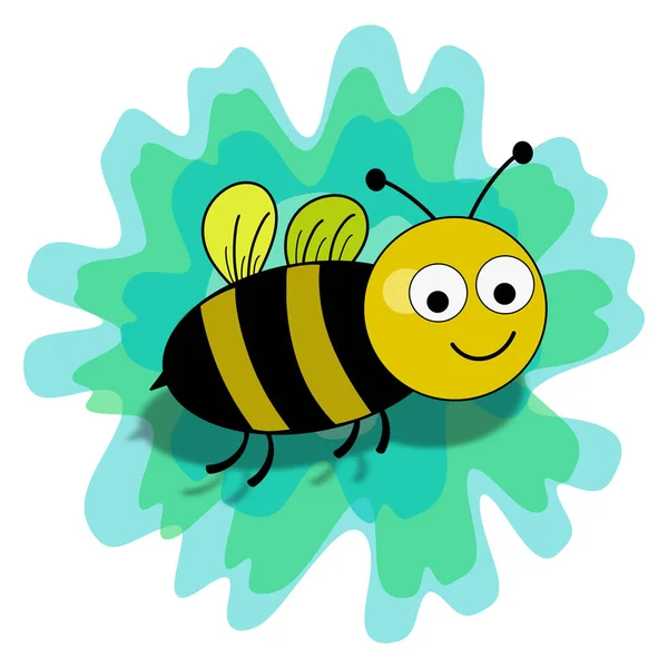 Honigbiene Cliparts Illustration Isoliert Über Floralen Hintergrund — Stockfoto