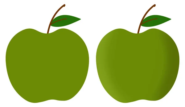Set Two Apple Clipart Green Color — Stock Photo, Image