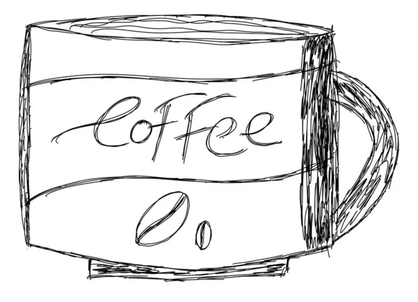 Kávový Šálek Náčrtek Izolované Přes Bílé Pozadí — Stock fotografie