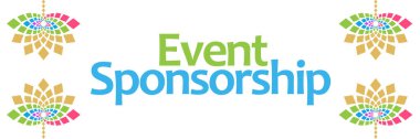 Etkinlik sponsor metni renkli arkaplan üzerine yazılmış.