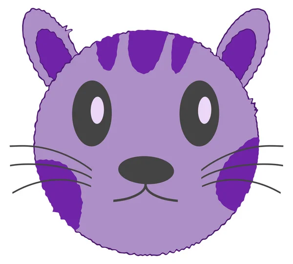 Кошачье Лицо Фиолетовыми Цветами Белом Фоне — стоковое фото
