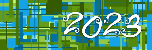 Rok 2023 Tekst Napisany Zielonym Niebieskim Tle — Zdjęcie stockowe