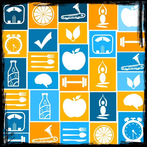 Background image with health symbols isolated over black background.
