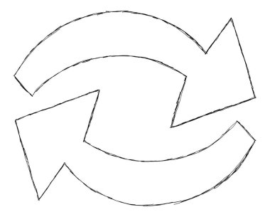 Beyaz arkaplan üzerinde birbirine bakan oklar.