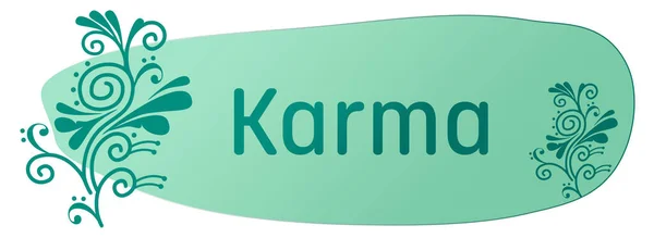 Texto Karma Escrito Sobre Fondo Verde Turquesa —  Fotos de Stock