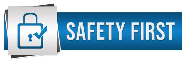 Safety First Konzeptbild Mit Text Und Verwandten Symbolen — Stockfoto