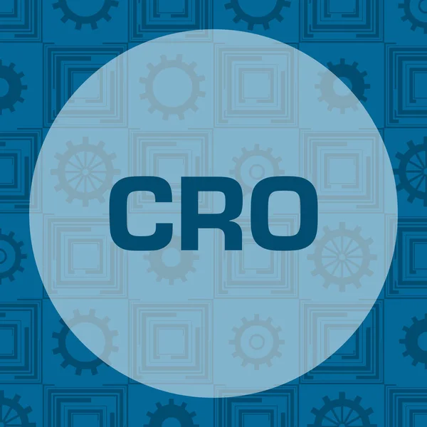 CRO - Conversion Rate Optimization concept image with text and gears symbols texture.