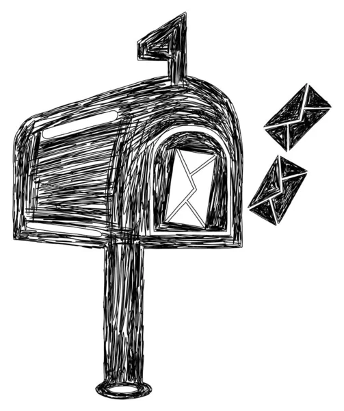 Zarflarla Izole Edilmiş Posta Kutusu Çizimi — Stok fotoğraf