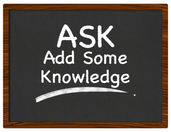 Ask Dodaj Tekst Wiedzy Napisany Tablicy — Zdjęcie stockowe