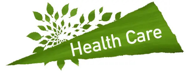Koncepce Zdravotní Péče Obraz Textem Zelenými Listy — Stock fotografie