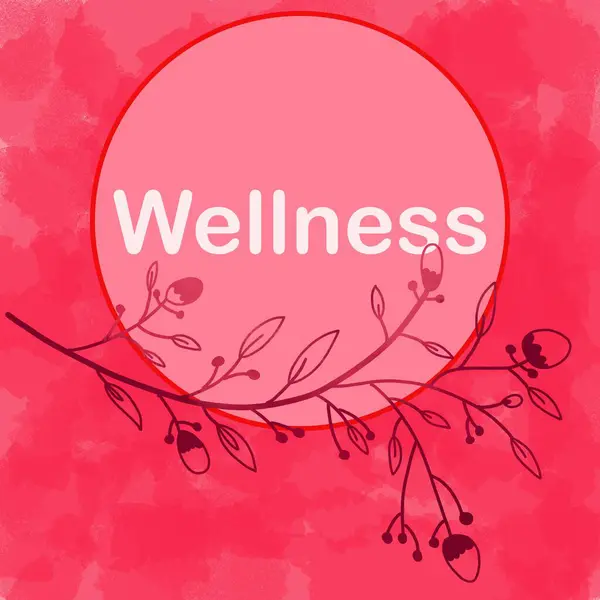 Wellness Tekst Geschreven Roze Bloemige Achtergrond — Stockfoto