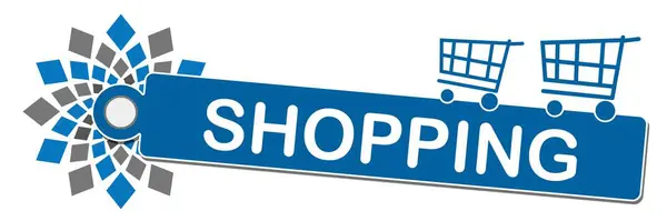 Shopping Koncept Bild Med Text Och Shoppin Varukorg Symbol — Stockfoto