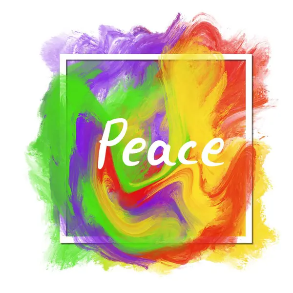 Texto Paz Escrito Sobre Fondo Colorido — Foto de Stock