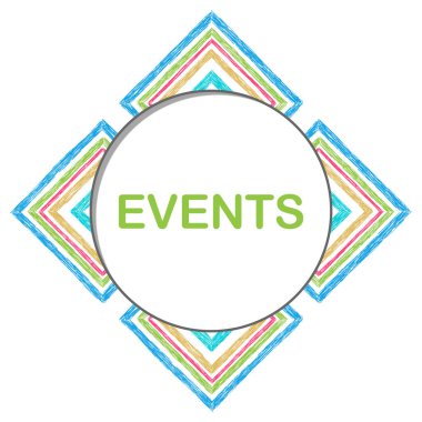Events text written over colorful background.
