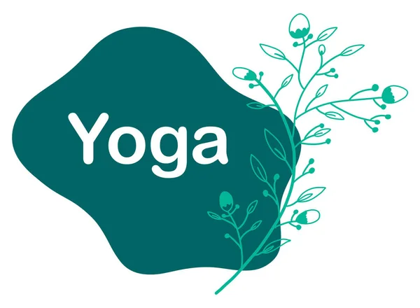 Texto Yoga Escrito Sobre Fondo Floral Turquesa — Foto de Stock