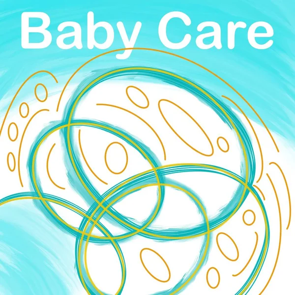 Baby Care Testo Scritto Sfondo Verde Turchese Giallo Arancio — Foto Stock