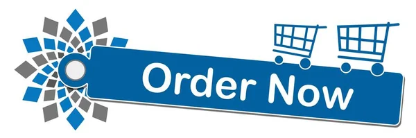 Order Now Concept Image Text Shopping Cart Symbol — Foto de Stock