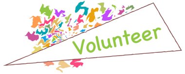 Renkli arkaplan üzerine yazılmış gönüllü metin.