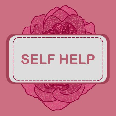 Kişisel gelişim metni pembe çiçek arkaplanı üzerine yazıldı.