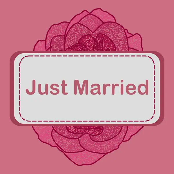 Gerade Verheiratet Text Über Rosa Blume Hintergrund Geschrieben — Stockfoto