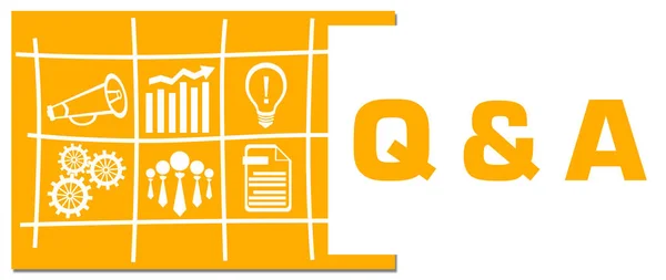 Questions Answers Concept Image Text Business Symbols Yellow Orange Background — Stock Photo, Image