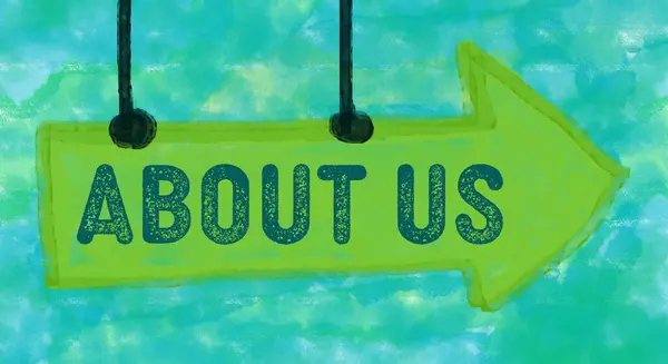 Yeşil deniz mavisi arkaplanı üzerine yazılmış Bizle ilgili metin.