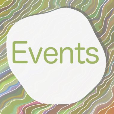 Events text written over colorful background.