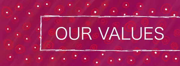Our Values text written over pink magenta background.