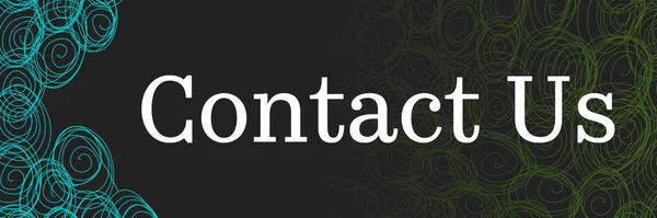 Contact Us text written over dark turquoise green background.