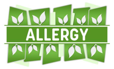 Metin ve yeşil yapraklı alerji konsepti simgeleri.