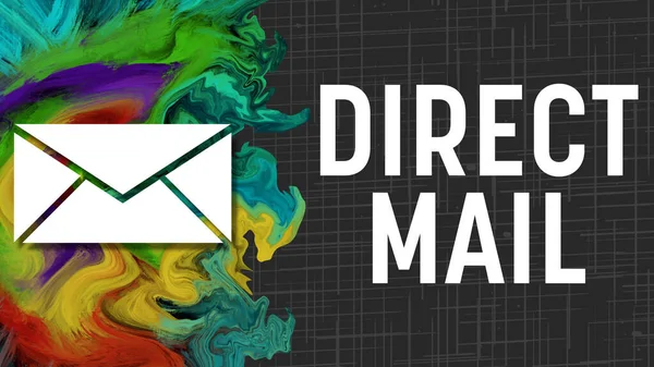 Direct Mail text written over dark colorful background.