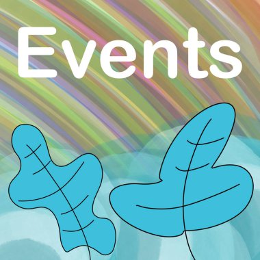 Events text written over colorful background.