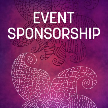 Olay Sponsorluk metni karalama ögesi ile mor pembe arkaplan üzerine yazılmış.