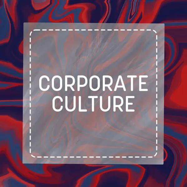 Corporate Culture text written over red blue background.