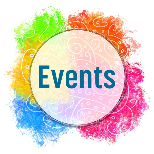 Events text written over colorful background.