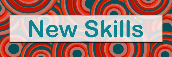 New Skills text written over maroon colorful background.