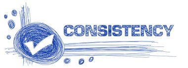 Metin ve tik işaretli tutarlılık konsepti resmi.