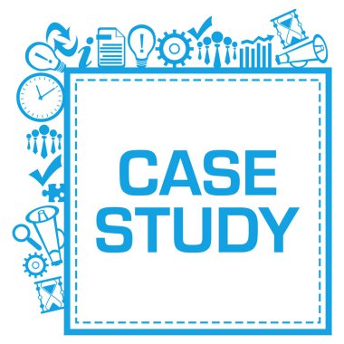 Metin ve iş simgeleriyle vaka çalışması konsepti resmi.
