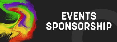 Olay Sponsorluk metni koyu arkaplan üzerine renkli öge ile yazıldı.