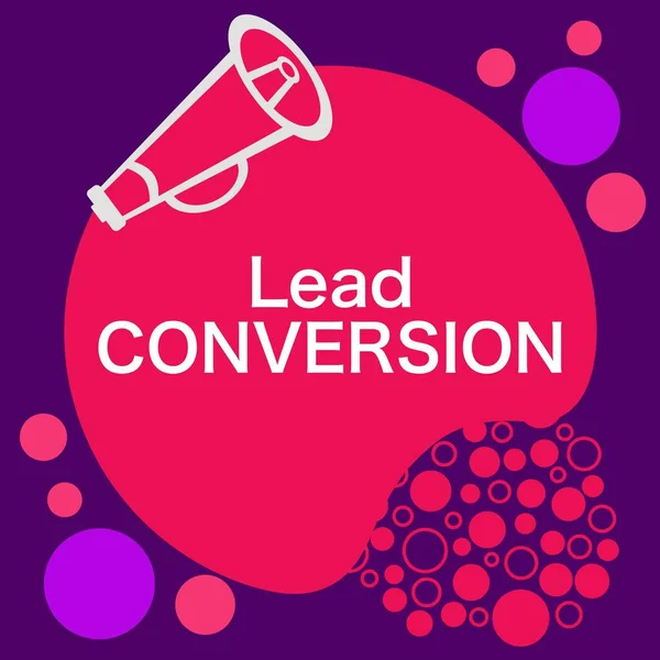 Lead Conversion concept image with text and loudspeaker symbol.