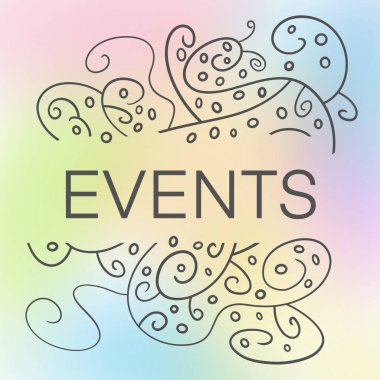 Events text written over colorful background.