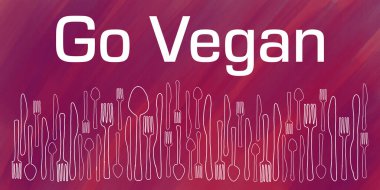 Metin ve kaşık çatal bıçak sembolleri ile Vegan konsepti görüntüsünü kullan.