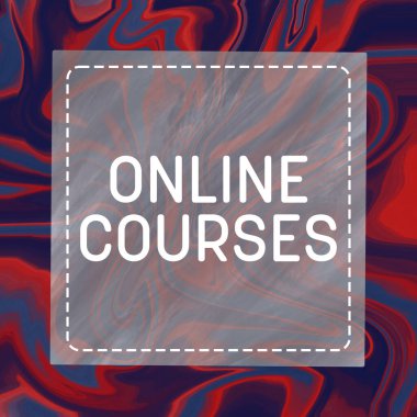 Çevrimiçi Kurslar metni kırmızı mavi arkaplan üzerine yazıldı.