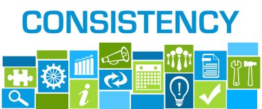 Metin ve iş simgeleriyle tutarlılık konsepti.