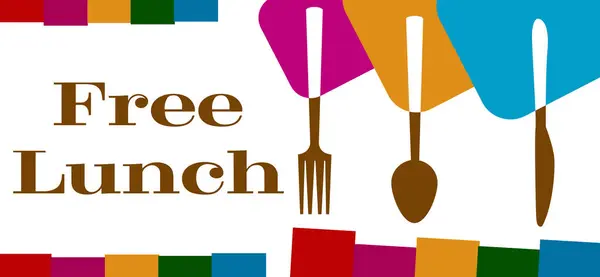 Free lunch concept image with text and spoon fork knife symbols.
